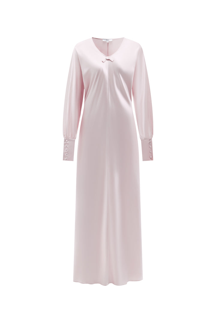 PAJA Summer Shimmer Bias-Cut 25 Momme Silk Crepe Satin V-Neck Long Dress