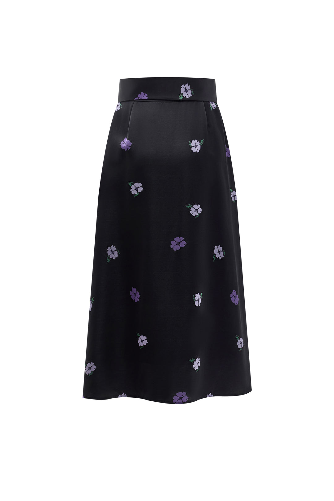 PAJA Summer Shimmer Silk Wool Satin Printed Tie-Waist Long Skirt