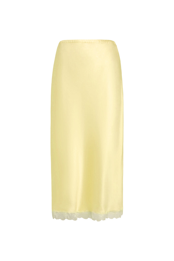 PAJA Bias-Cut 25 Momme Silk Crepe Satin Lace-Trim Skirt