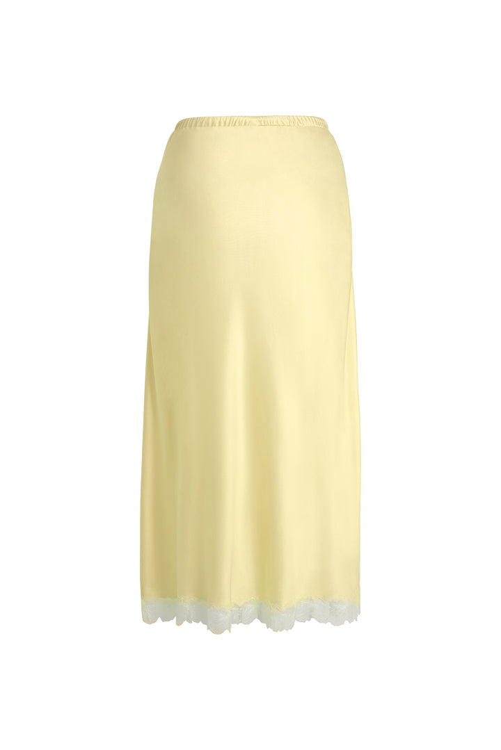 PAJA Bias-Cut 25 Momme Silk Crepe Satin Lace-Trim Skirt
