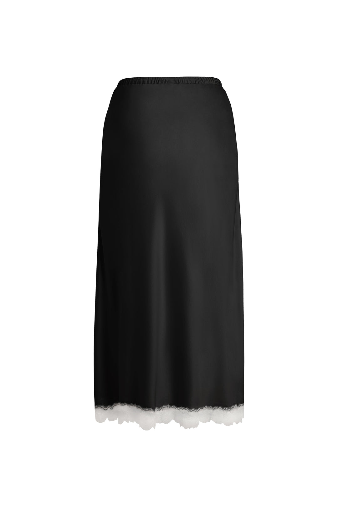 PAJA Bias-Cut 25 Momme Silk Crepe Satin Lace-Trim Skirt