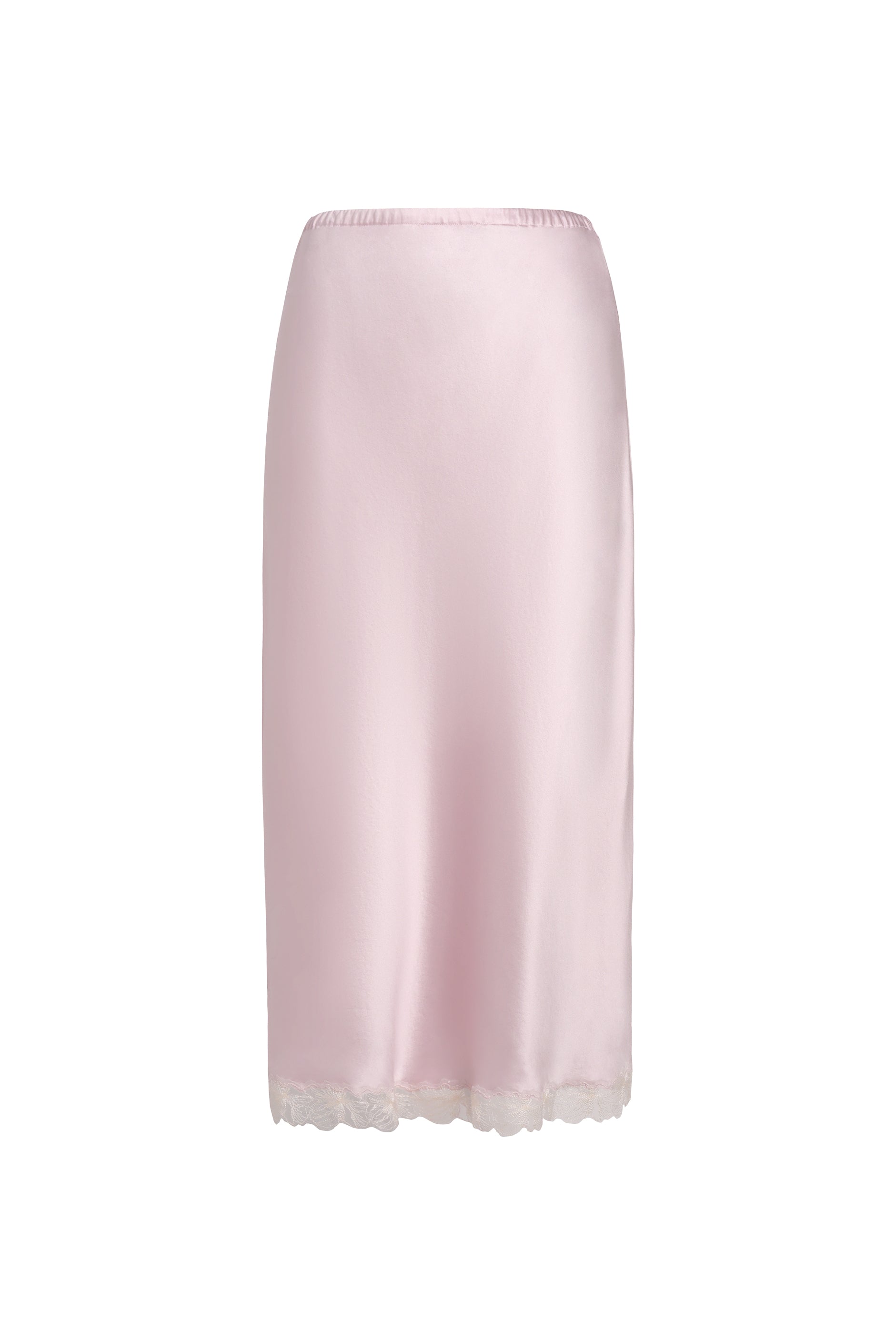 PAJA Bias-Cut 25 Momme Silk Crepe Satin Lace-Trim Skirt