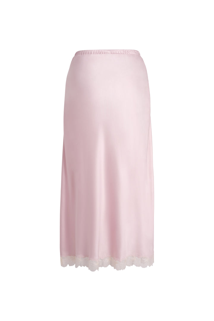 PAJA Bias-Cut 25 Momme Silk Crepe Satin Lace-Trim Skirt