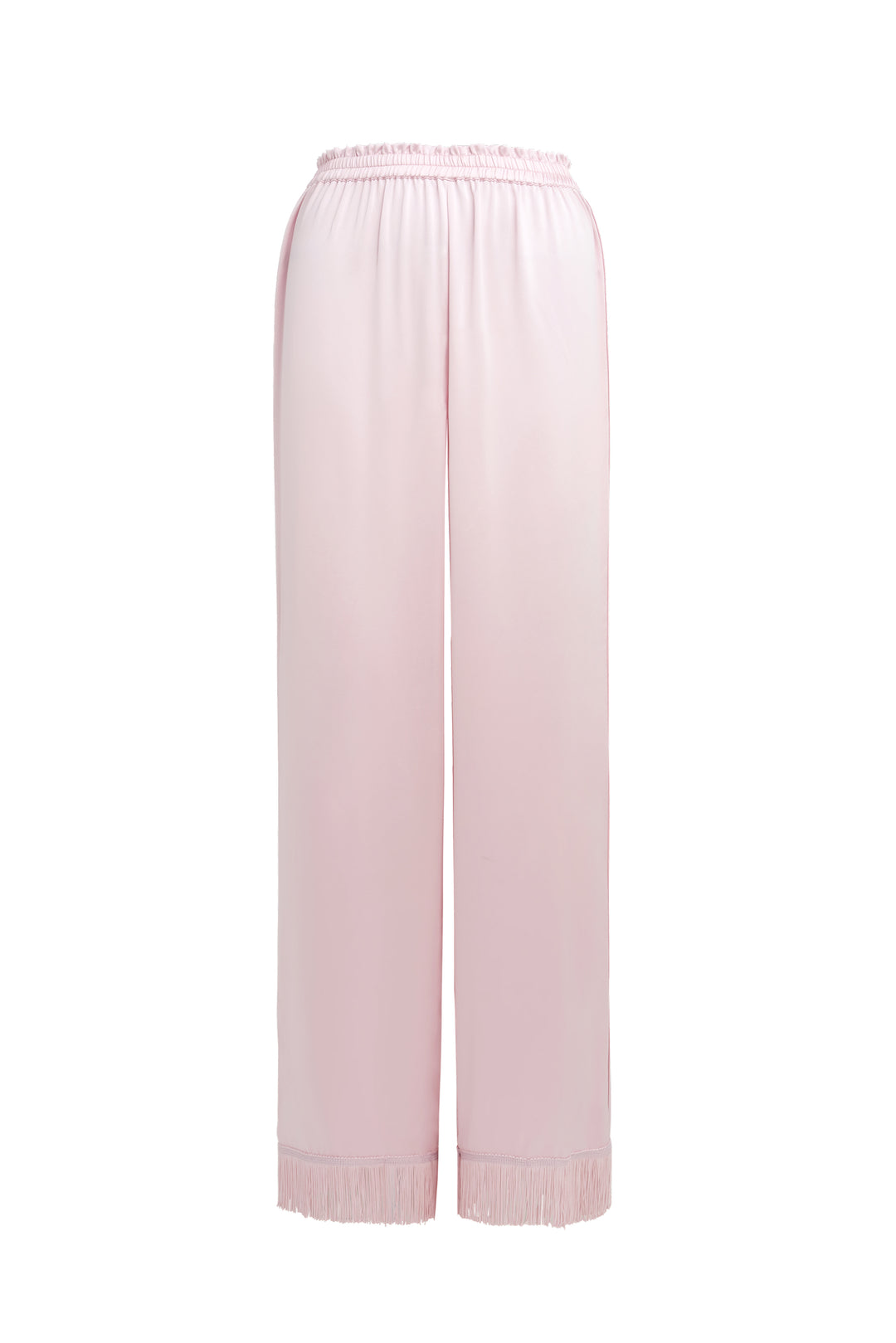 PAJA Summer Shimmer 25 Momme Silk Crepe Satin Fringe-Trim Pants