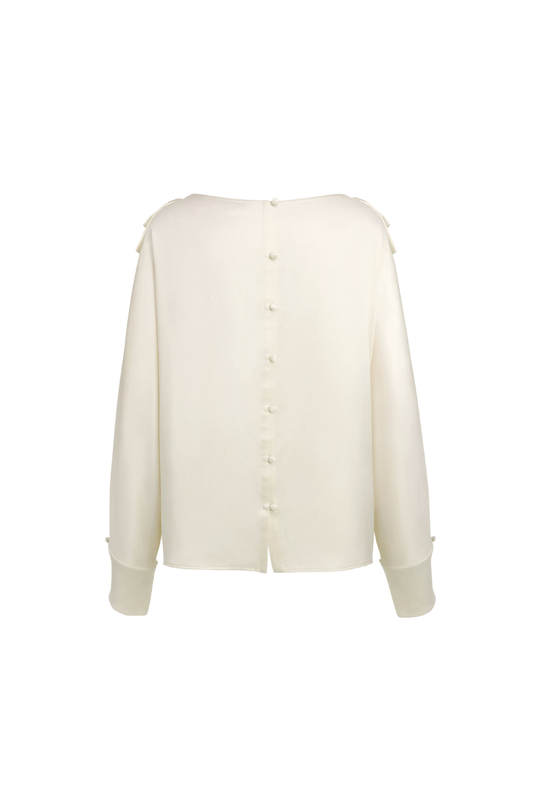 PAJA 25 Momme Silk Crepe Satin Bow Long-Sleeve Top