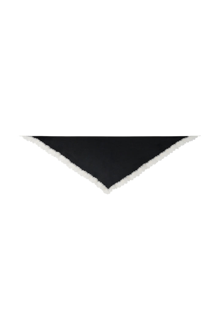 PAJA 25 Momme Silk Crepe Satin Lace-Trim Triangle Scarf