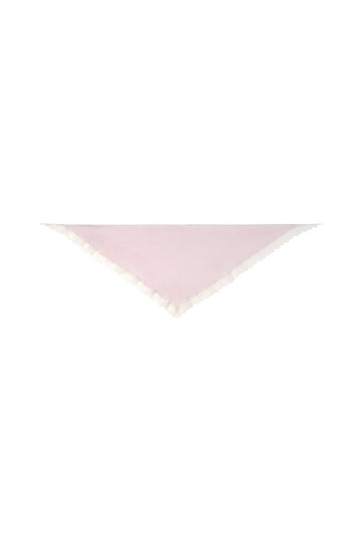 PAJA 25 Momme Silk Crepe Satin Lace-Trim Triangle Scarf