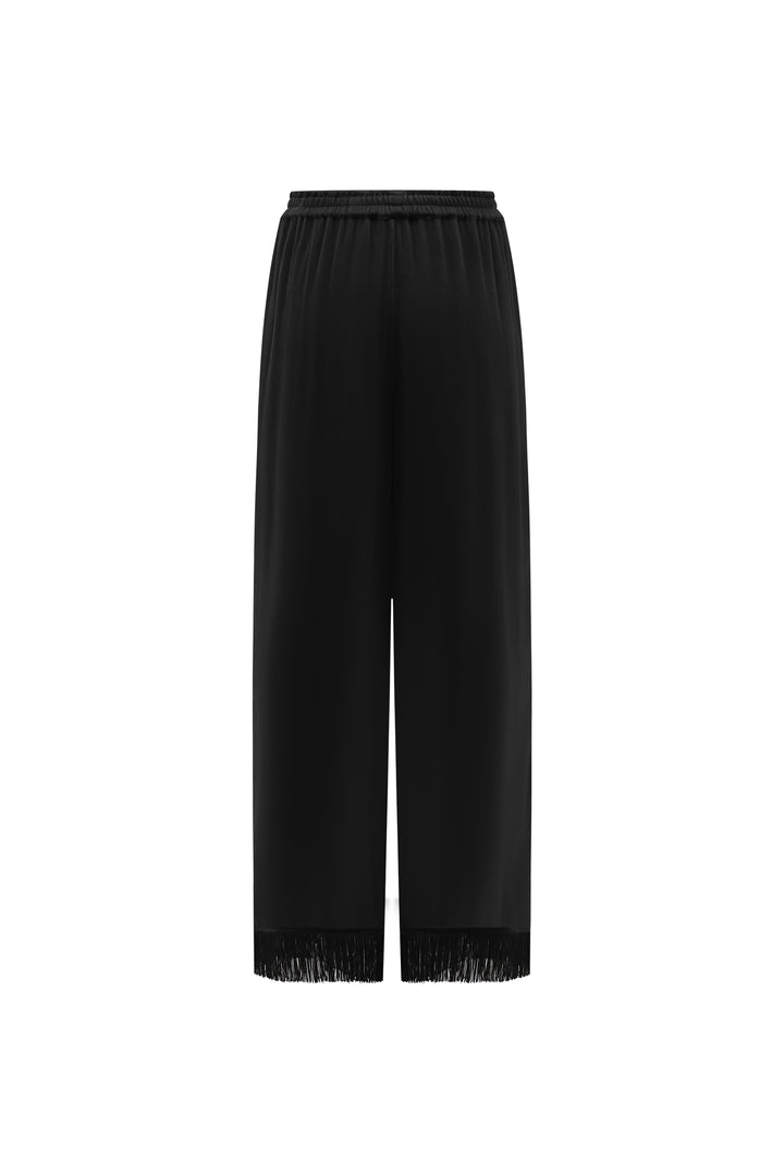 PAJA Summer Shimmer Silk Velvet Fringe-Trim Pants