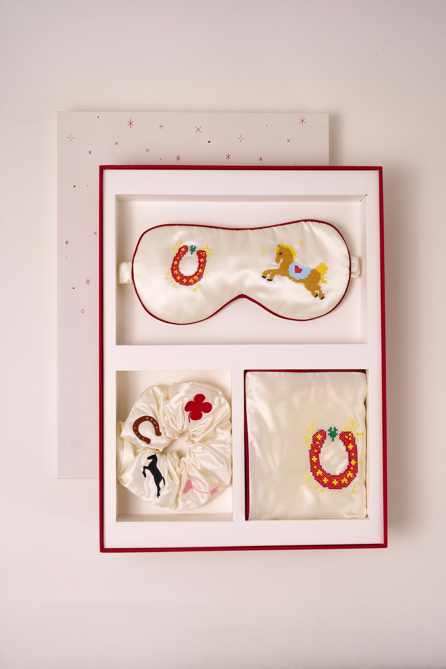 Mulberry silk sleep gift set with silk eye mask, scrunchie and pillowcase in luxury gift box