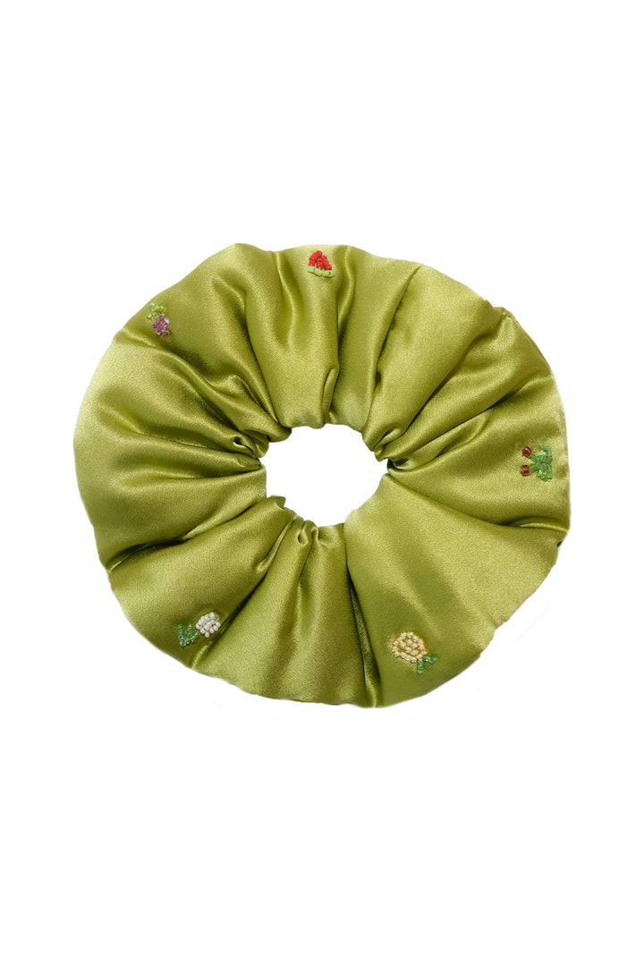 PAJA Beaded Summer Escapes Silk Scrunchies - White