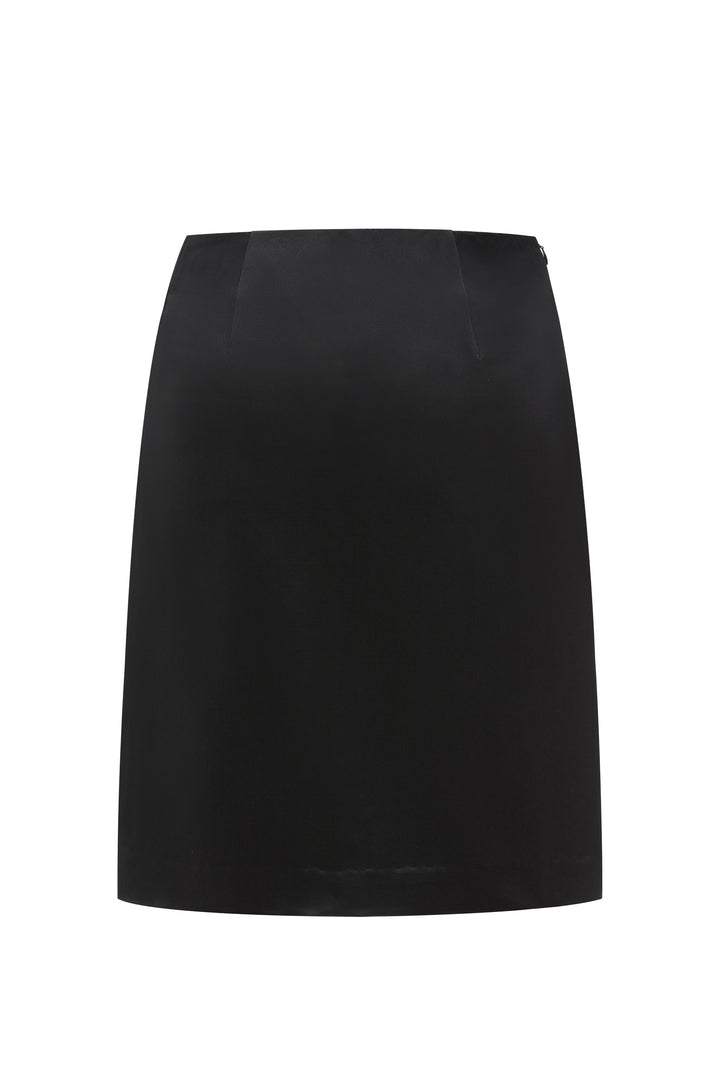 PAJA Gleam Collection Silk-Wool Midi Black Skirt