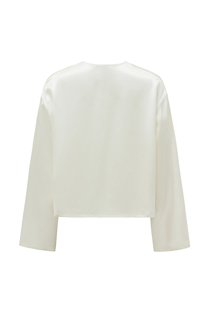 PAJA Beaded Summer Escapes Long Sleeve Blose - White