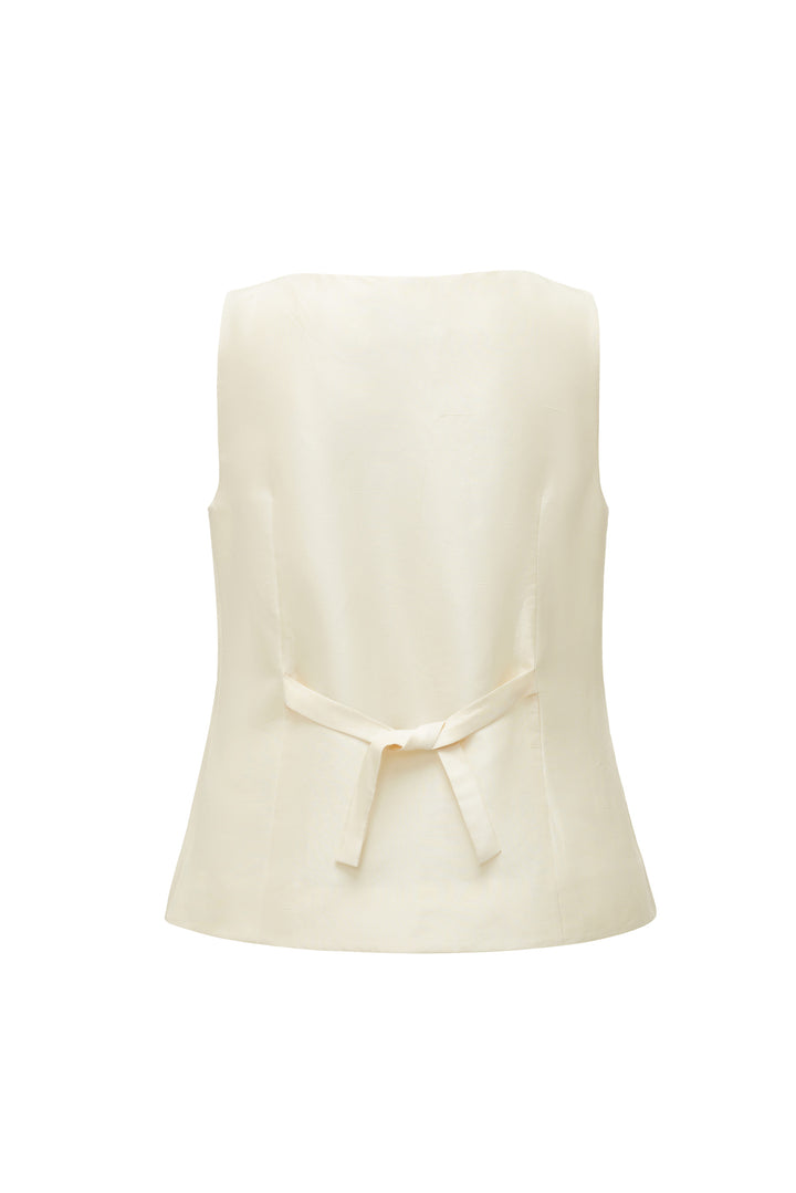 PAJA Berries Women's Dupion Silk V-Neck Vest - Beige