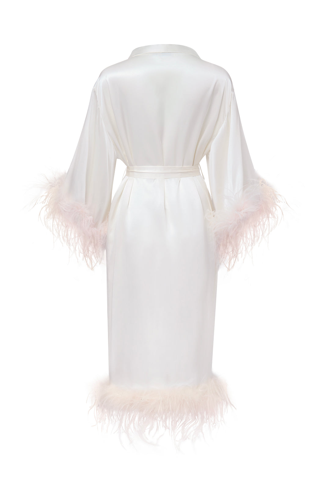 Bride-To-Be Edition | Silk Long Robe with Removable Feathers - Ivory