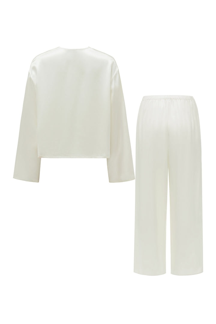 PAJA Beaded Summer Escapes Silk Long Sleeve & Long Pants Set