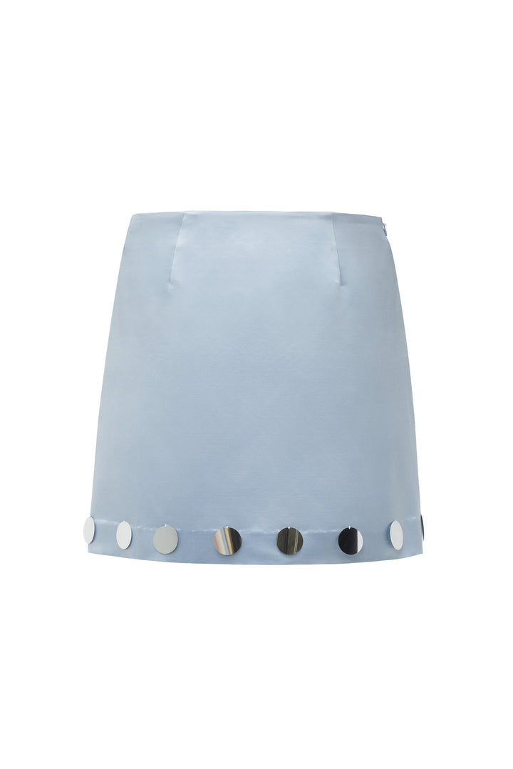 PAJA Gleam Collection Silk-Wool Mini Skirt - Light Blue