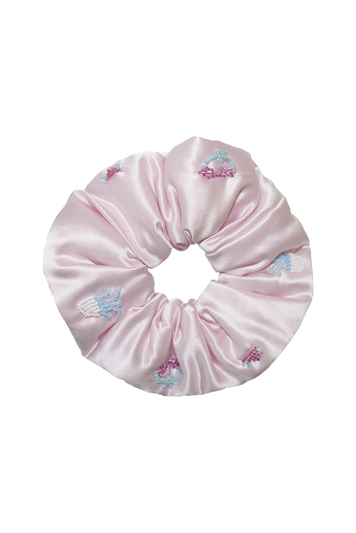 PAJA Beaded Summer Escapes Silk Scrunchies - White