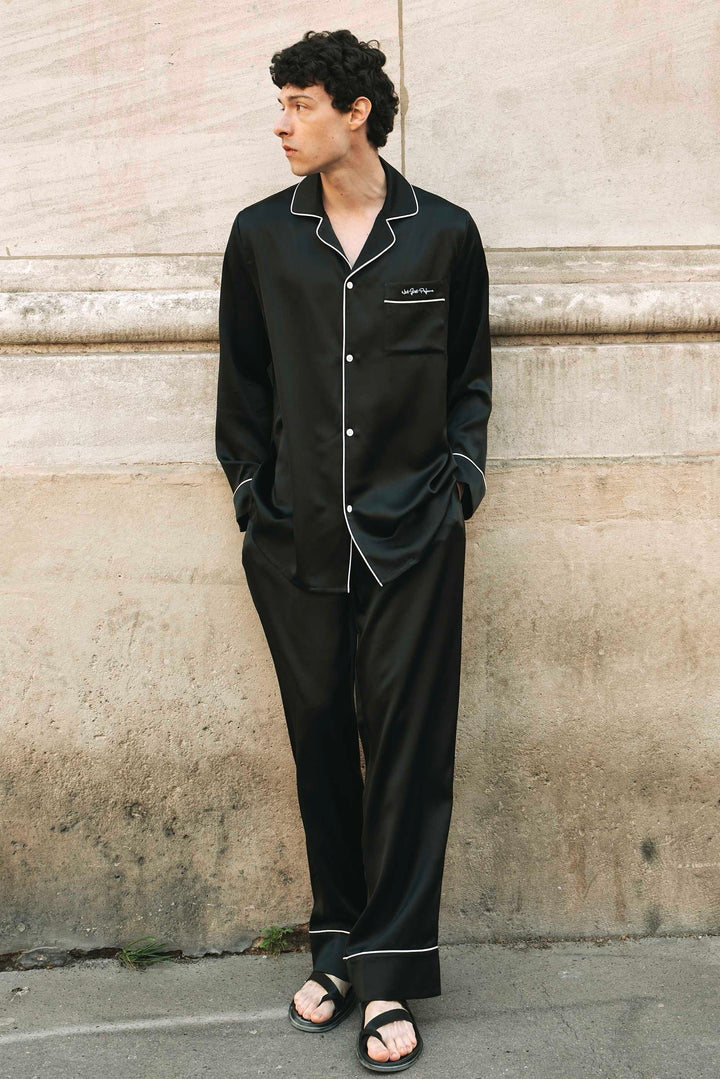 Little Heart Classic Men’s Silk Pajama Long Set