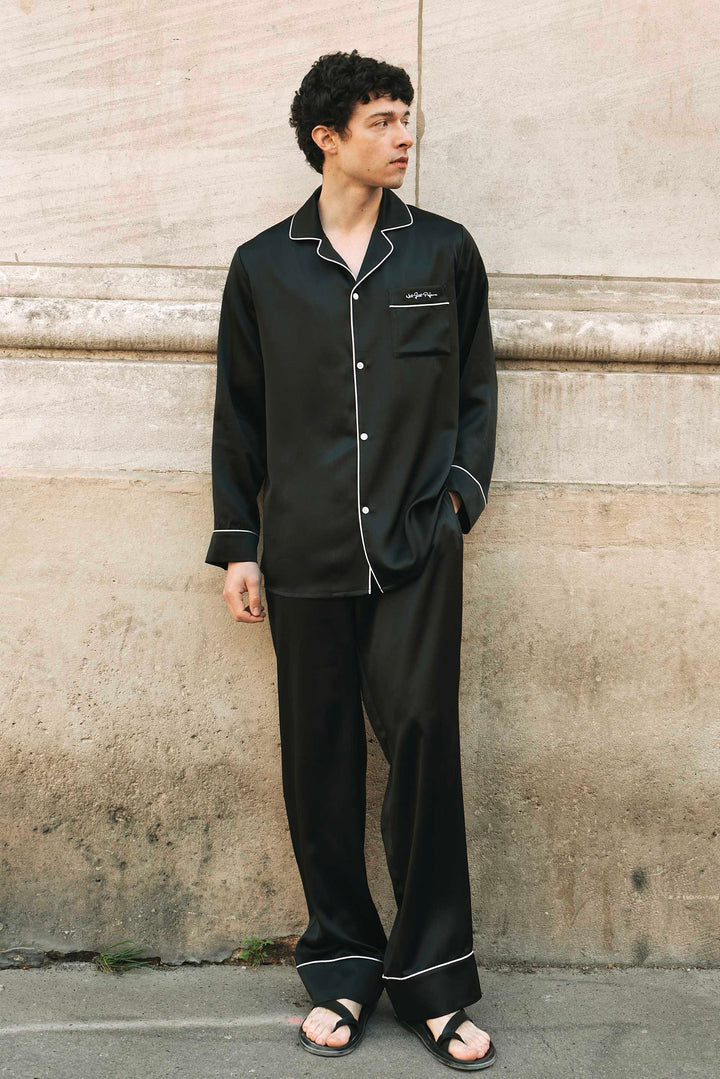 Little Heart Classic Men’s Silk Pajama Long Set