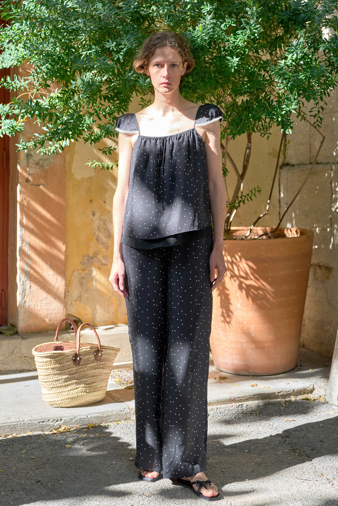 PAJA Out After Brunch Silk Camisole & Wide Leg Pants Summer Vacation Set in 100% mulberry silk by Not Just Pajama - image 2