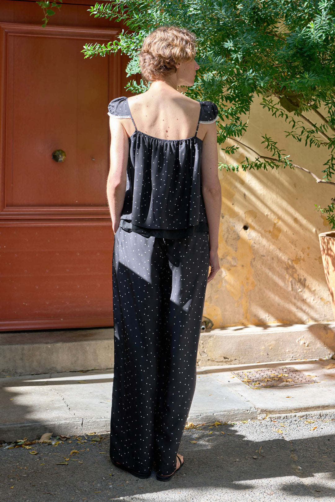 PAJA Out After Brunch Silk Camisole & Wide Leg Pants Summer Vacation Set in 100% mulberry silk by Not Just Pajama - image 4