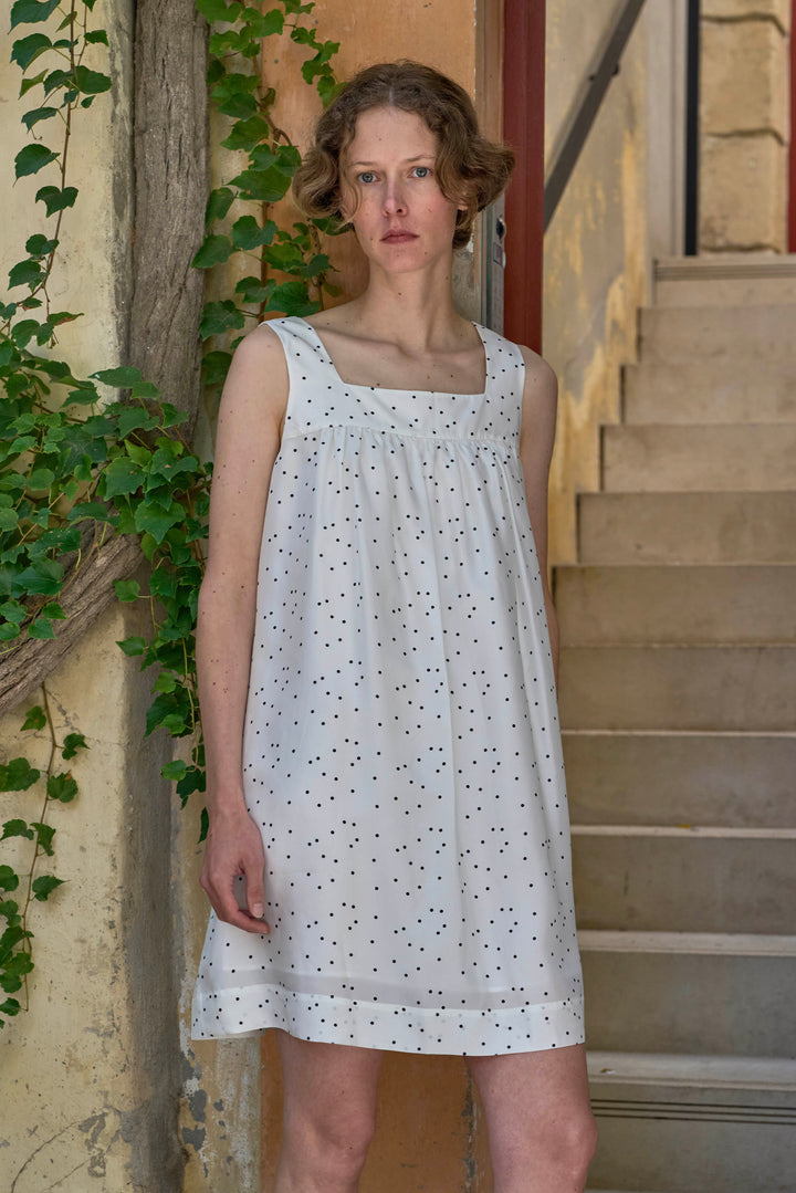 PAJA Out After Brunch Silk Polka Dot Camisole Dress | Summer Vacation Maxi Dress in 100% mulberry silk by Not Just Pajama - image 5