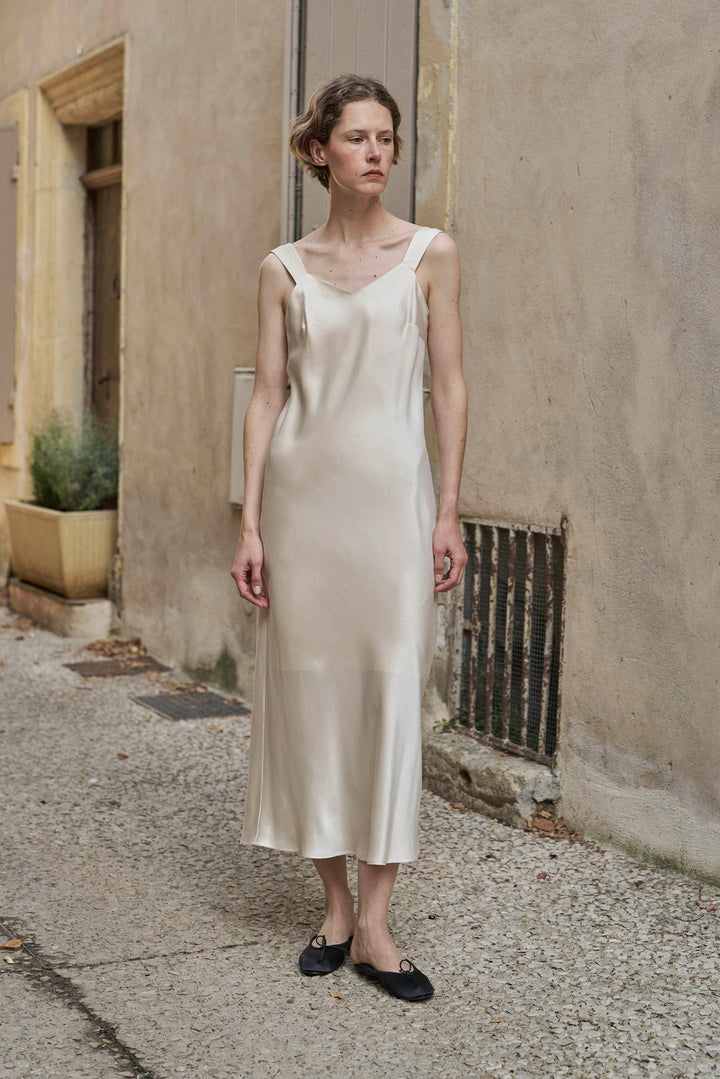 PAJA Out After Brunch Silk Maxi Dress | Adjustable Strap Vacation Dress