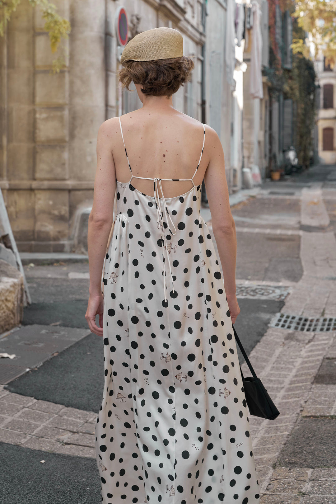 Ivory Polka Dot Silk Camisole Maxi Dress | Vacation Ready