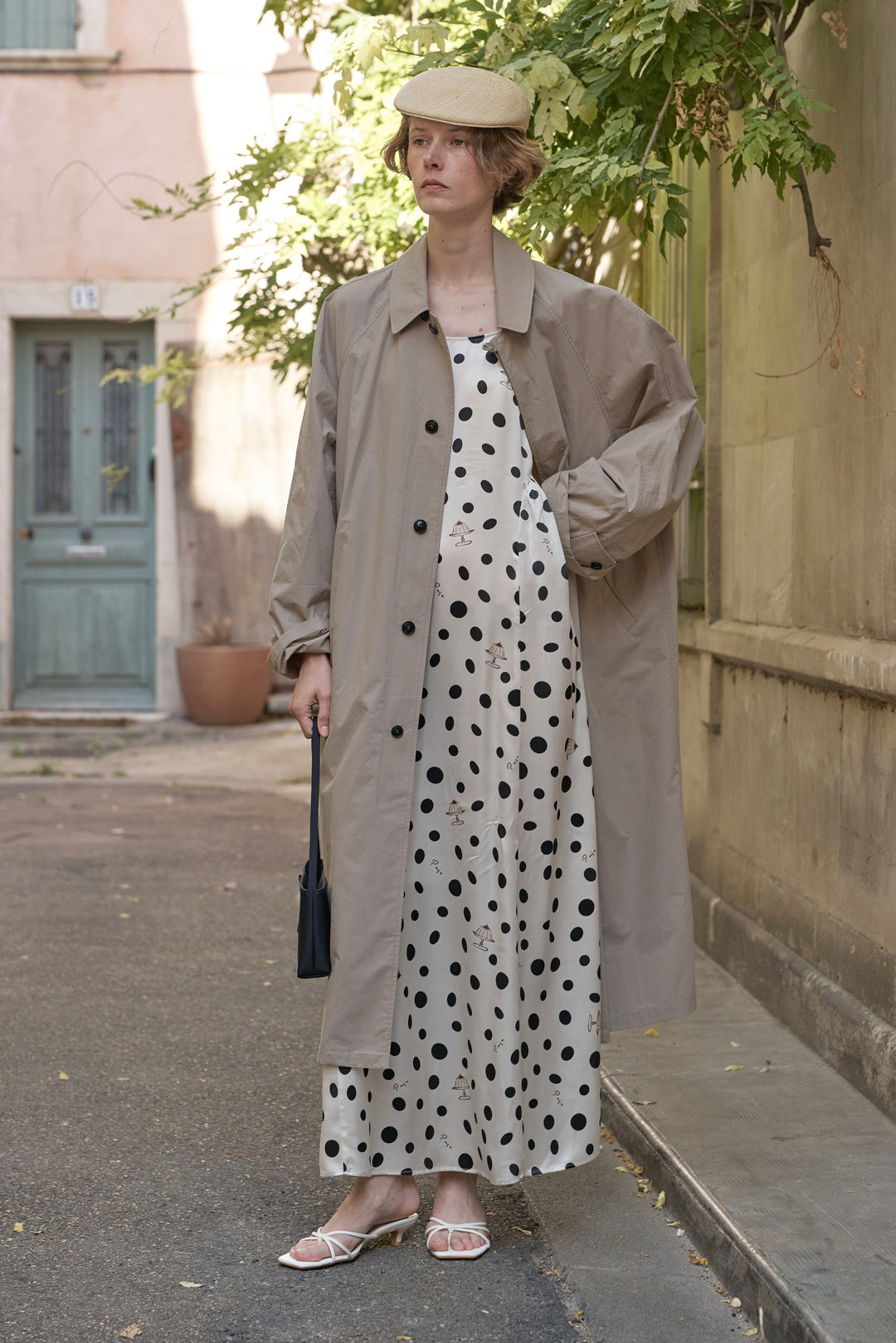 Ivory Polka Dot Silk Camisole Maxi Dress | Vacation Ready