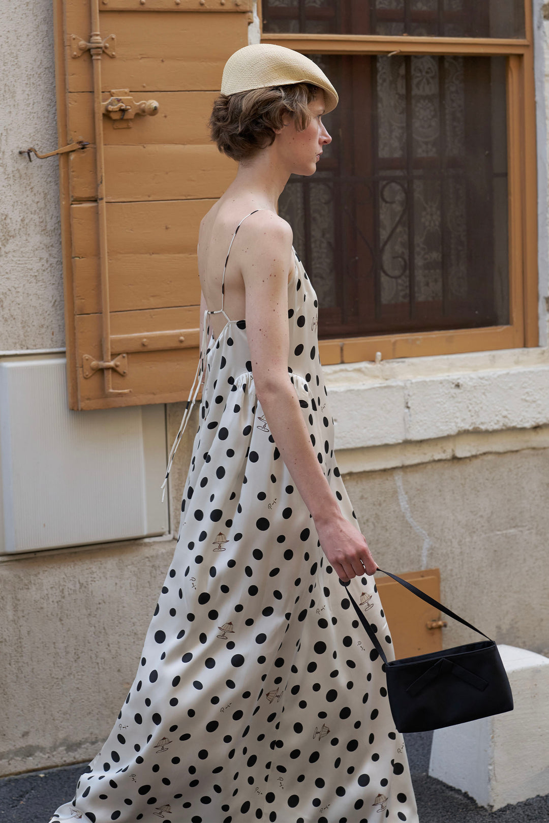 Ivory Polka Dot Silk Camisole Maxi Dress | Vacation Ready