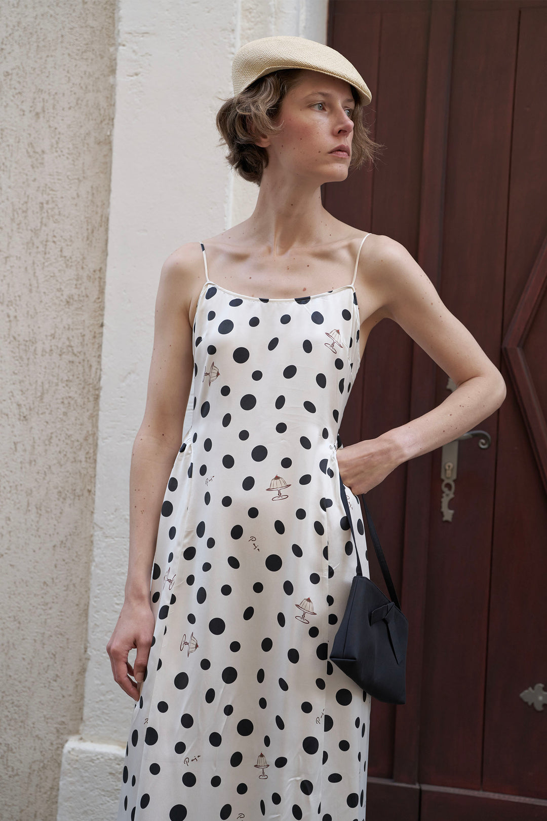 Ivory Polka Dot Silk Camisole Maxi Dress | Vacation Ready