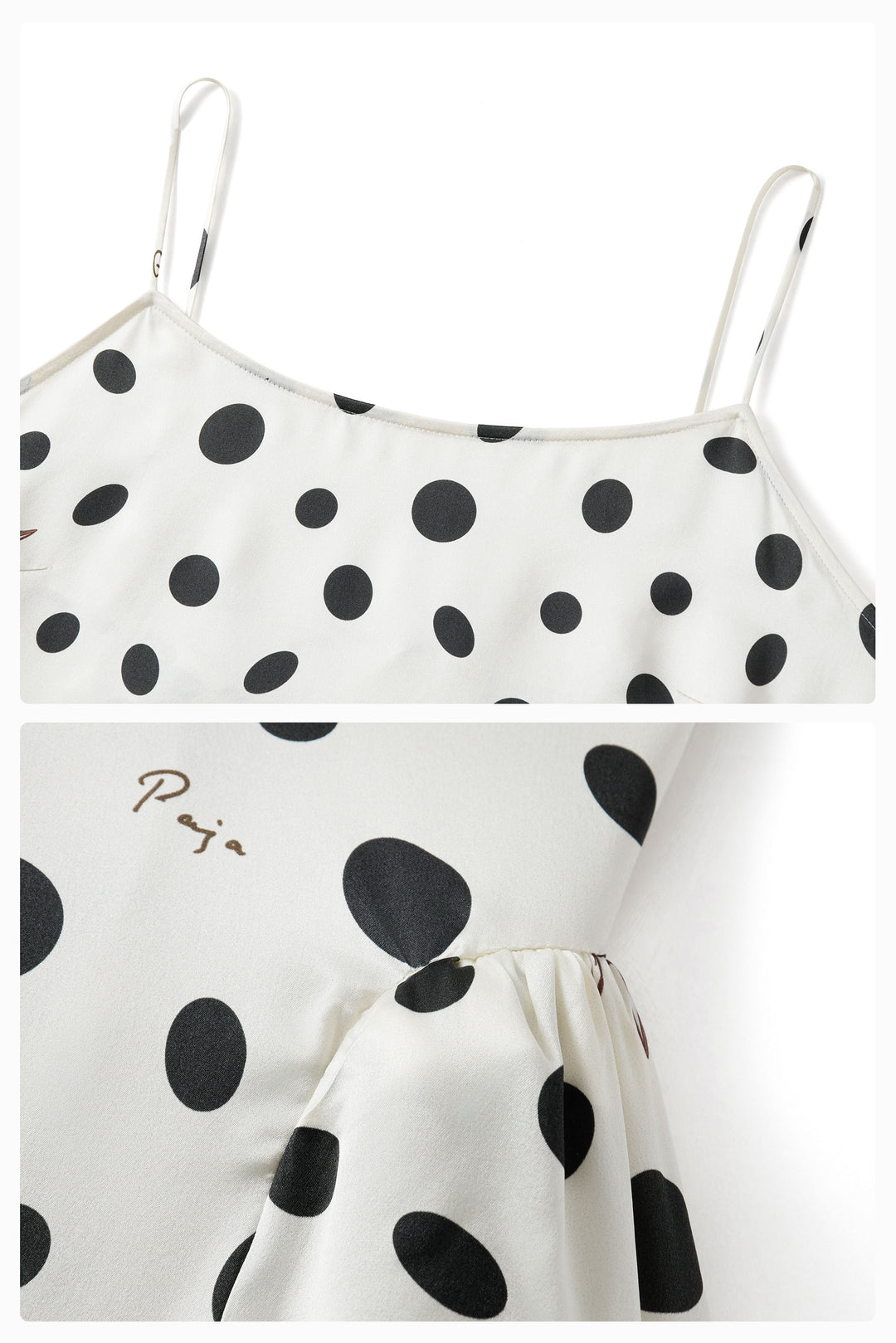 Ivory Polka Dot Silk Camisole Maxi Dress | Vacation Ready