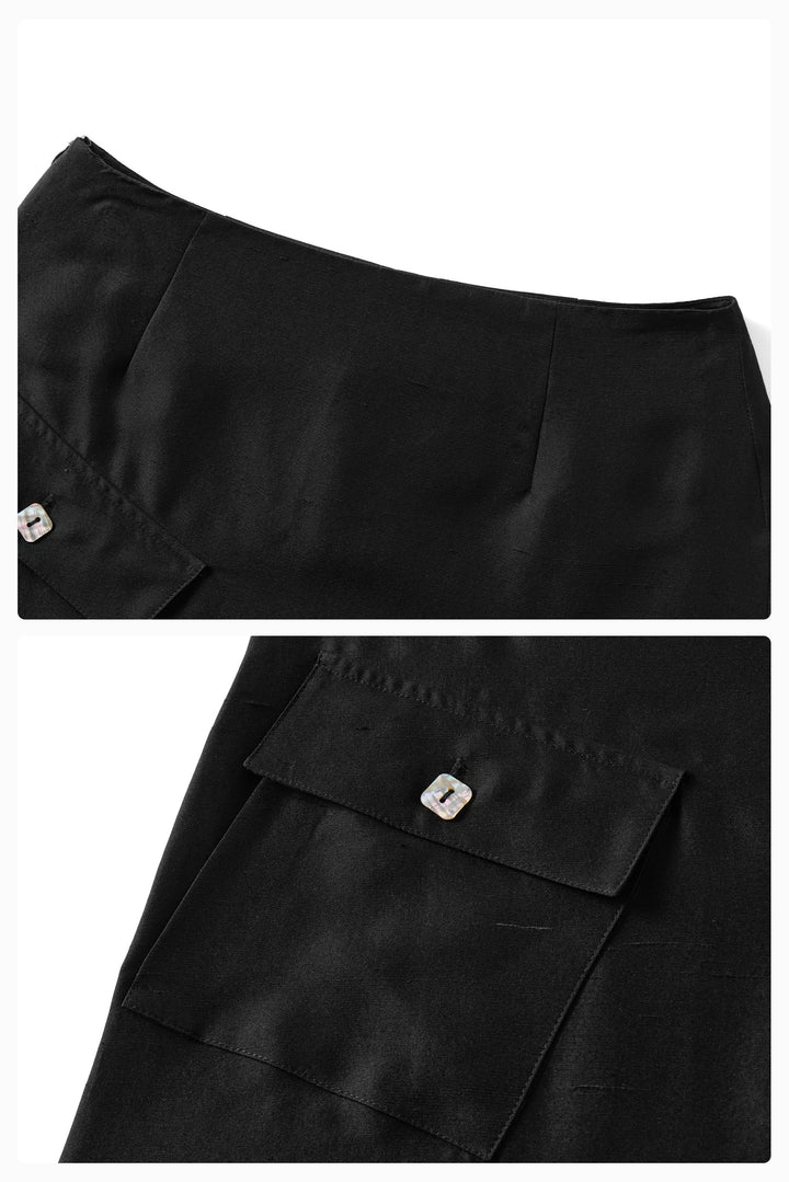 PAJA Out After Brunch Mulberry Silk Utility Midi Skirt