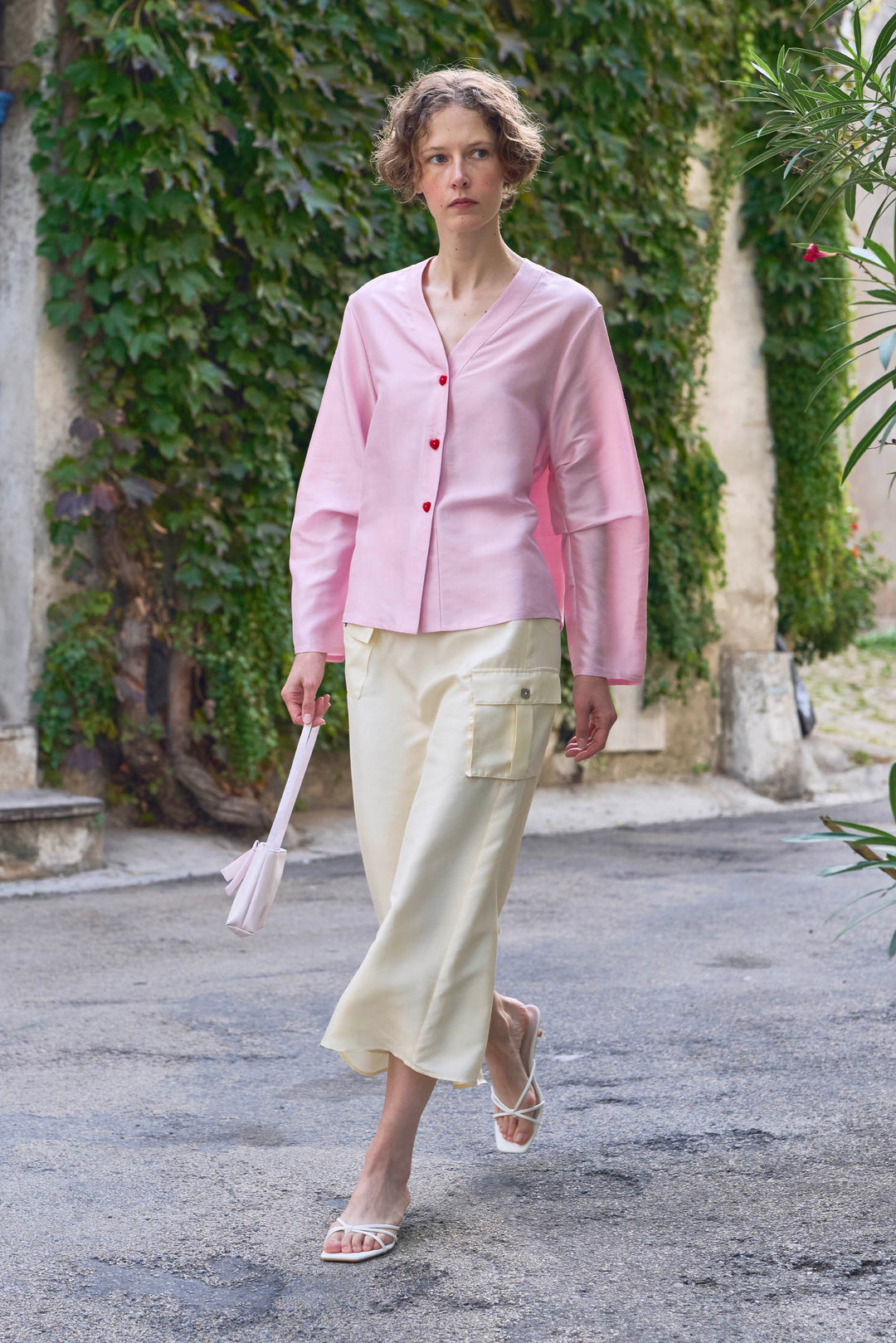PAJA Out After Brunch Silk Contrast Trim Button Shirt