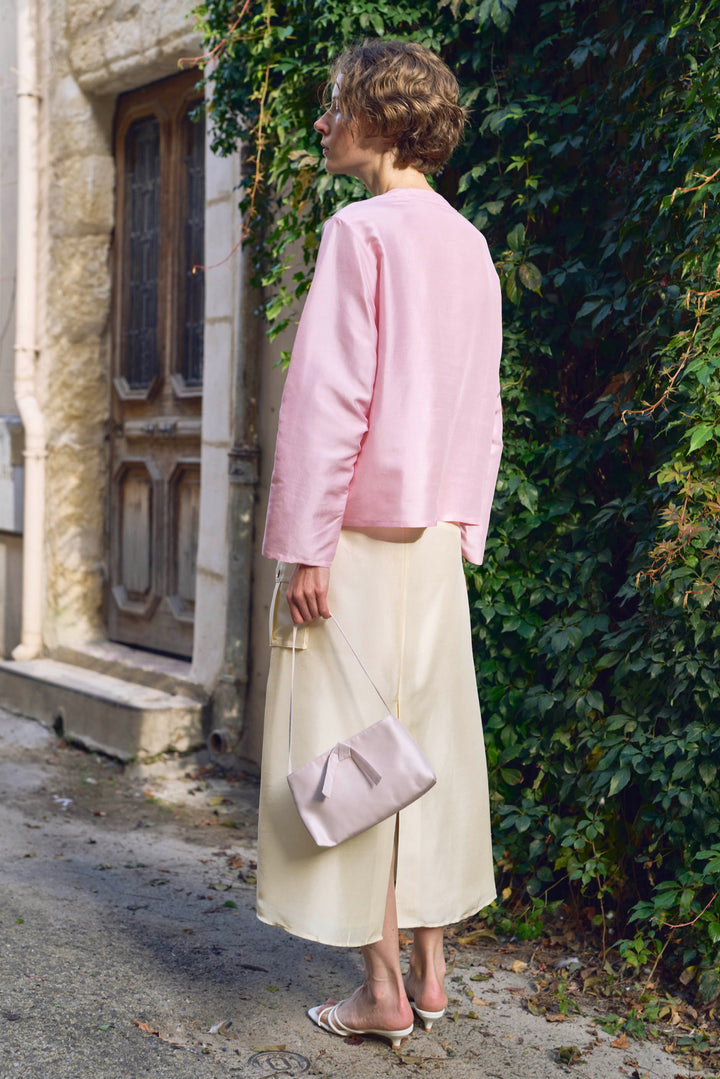 PAJA Out After Brunch Silk Contrast Trim Button Shirt