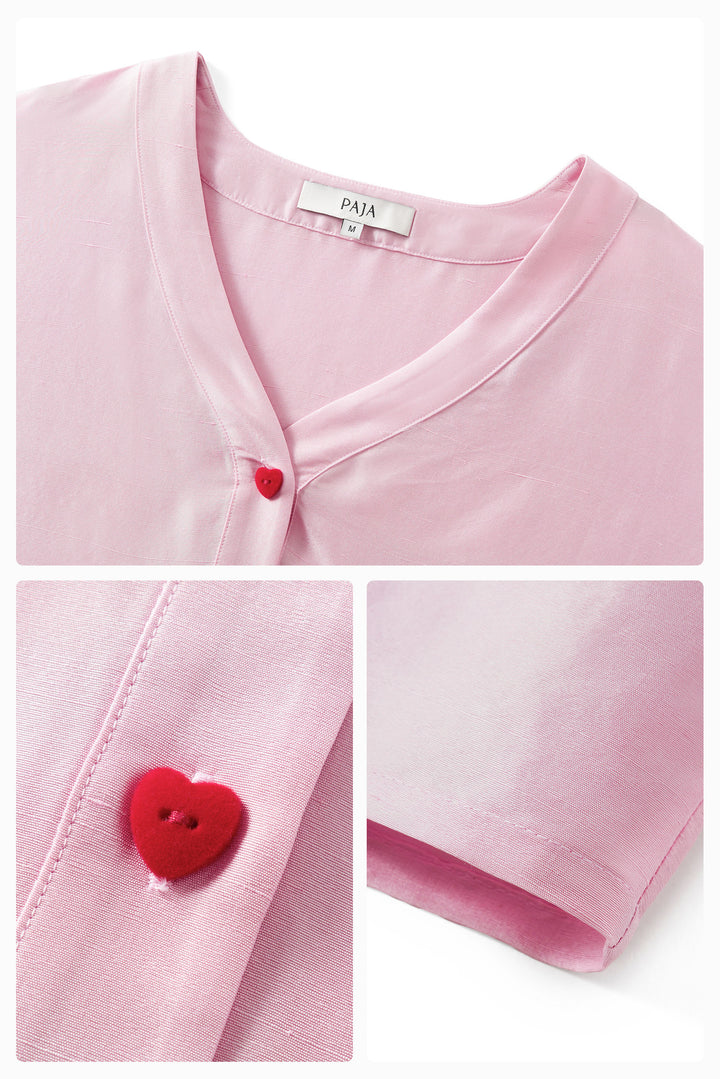 PAJA Out After Brunch Silk Contrast Trim Button Shirt