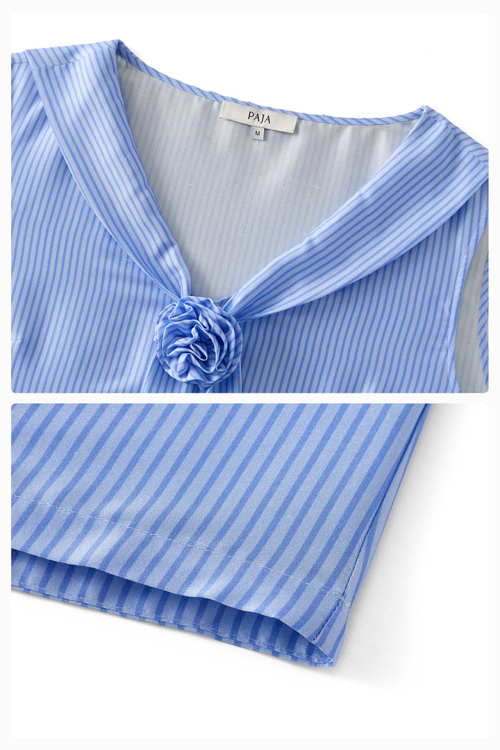 PAJA Out After Brunch Mulberry Silk Sailor Collar Sleeveless Top