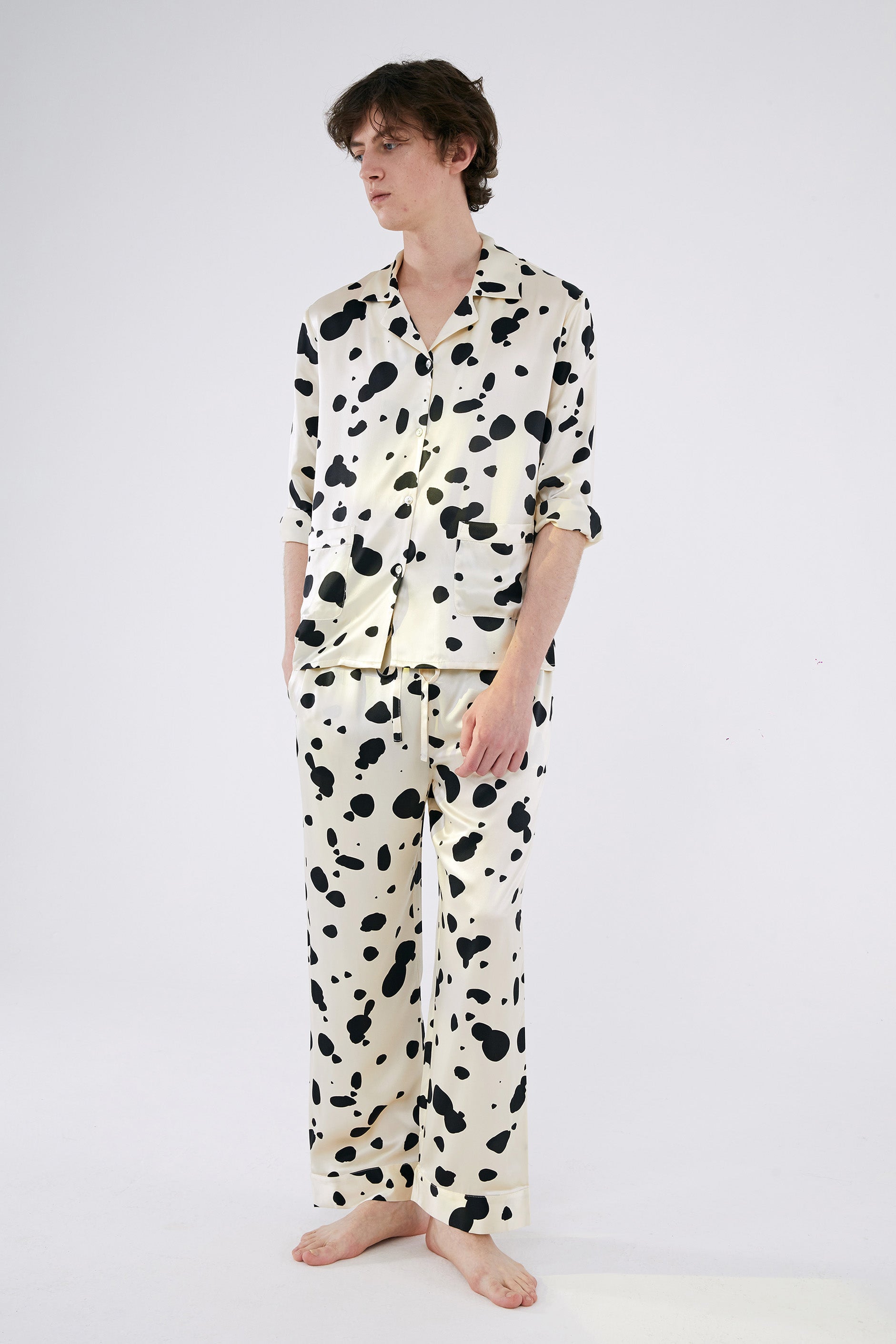 DALMATIAN EDITION Silk Pajama Set for Men-Silk Pajamas for Men-M-2-Piece Set-411-Not Just Pajama