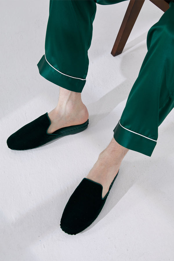 Men Handmade Velvet Slippers