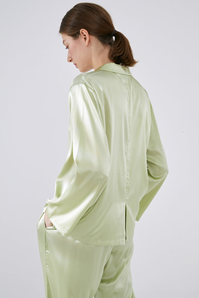 Silk Pajama Long Set Gentle Pearl Green Sleepwear Blouse Pants – Not ...