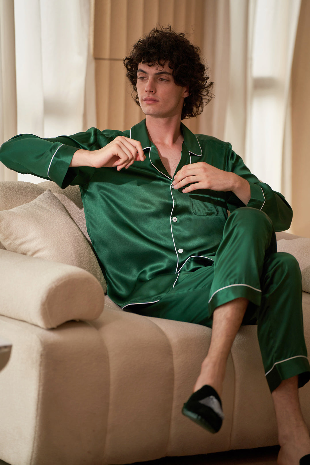 Mens Silk Jammies 100% Men's Silk Pajama Custom Make Luxury Men's