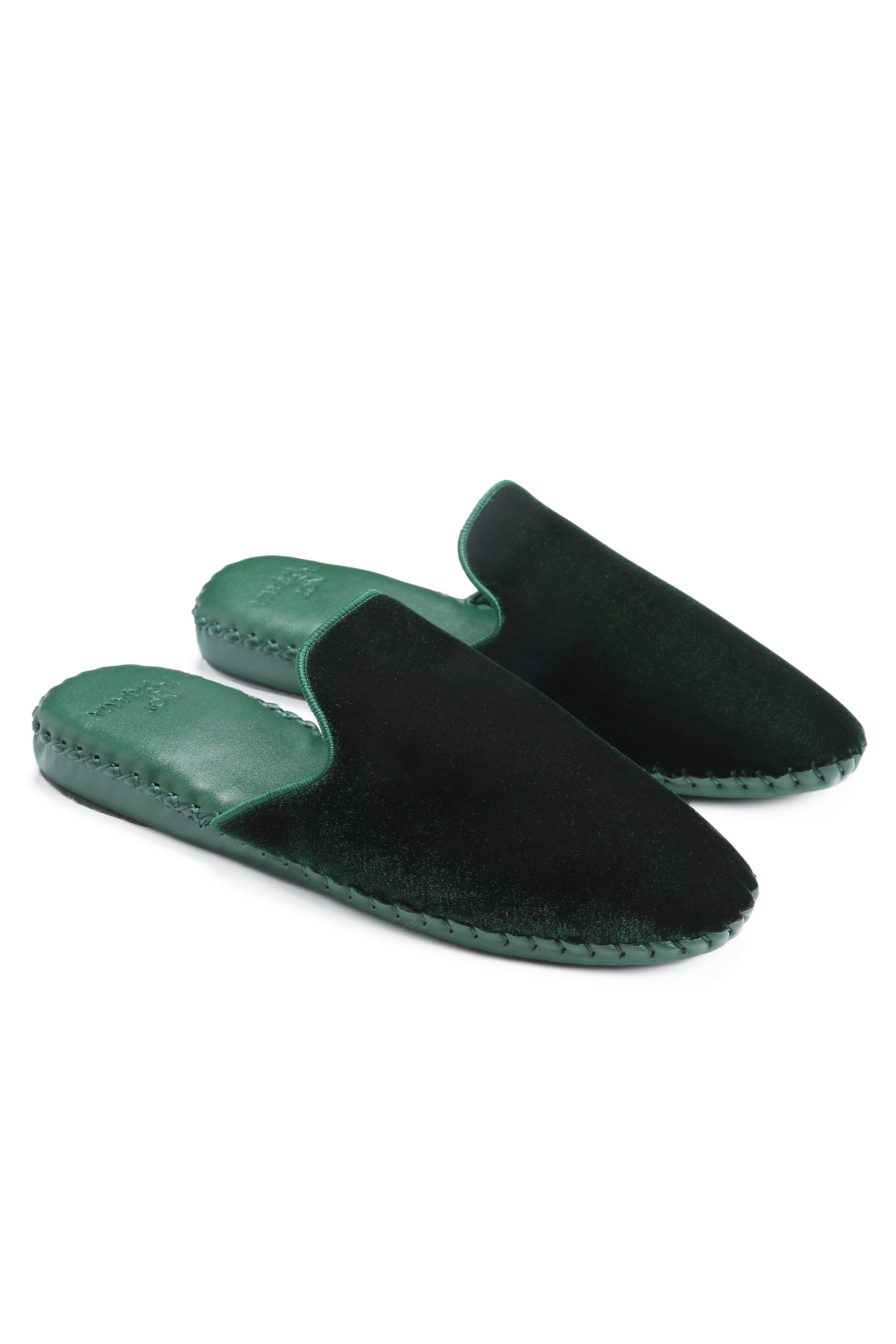 Men Handmade Velvet Slippers-Slippers-Deep Green-S-218H01AVV01056S-Not Just Pajama